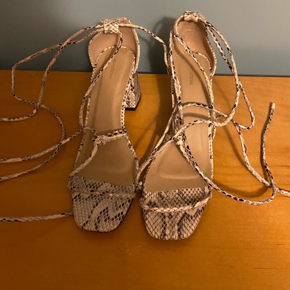 Pretty little thing snakeskin lace up heel